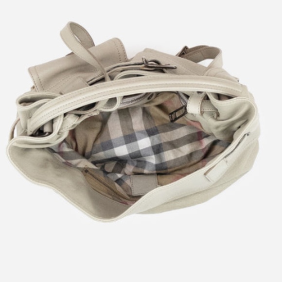 Burberry Light Grey Leather Bartow Hobo Shoulder Bag - Picture 5 of 7